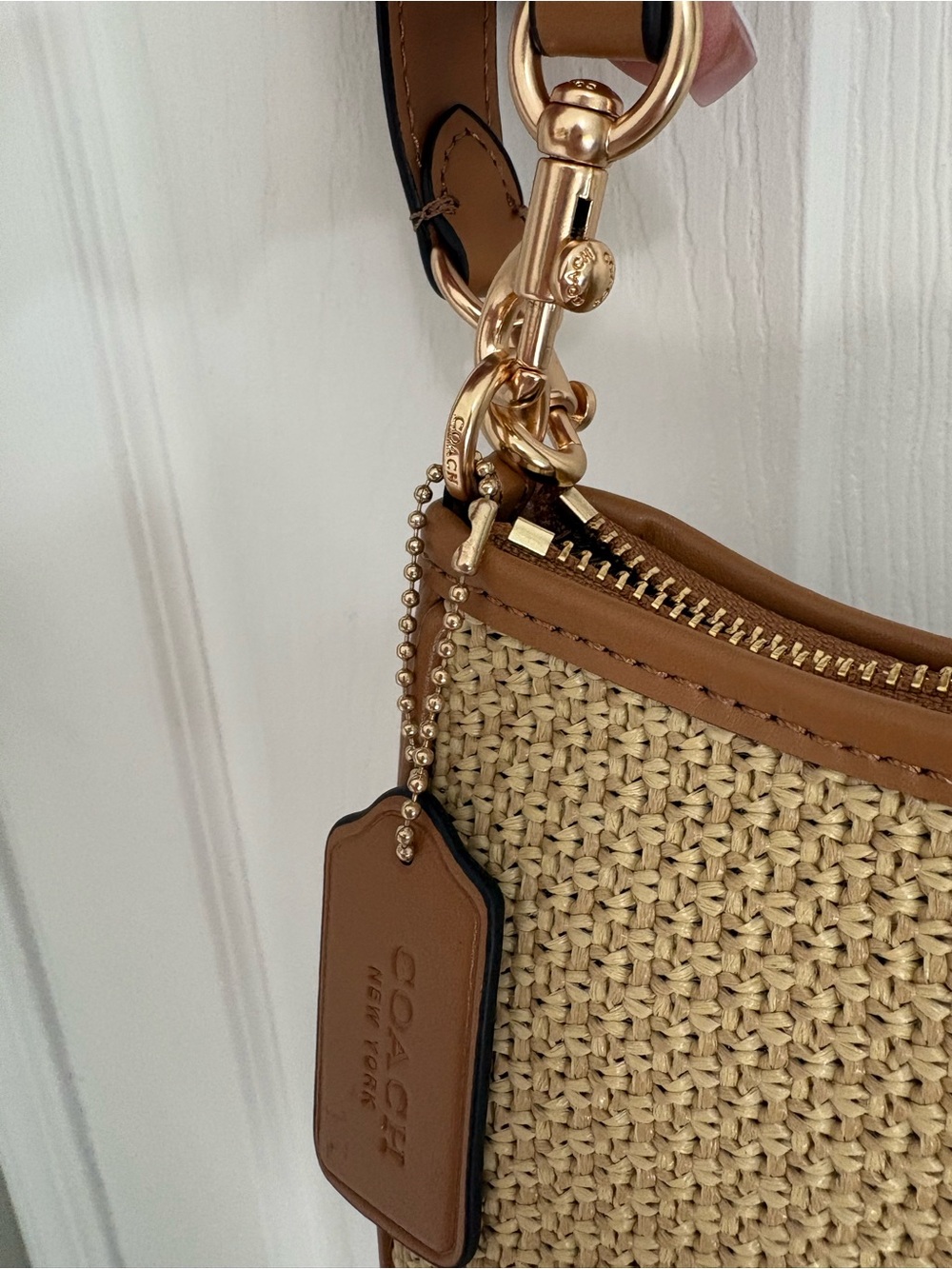 COACH Teri Straw Shoulder Bag - Picture 3 of 5